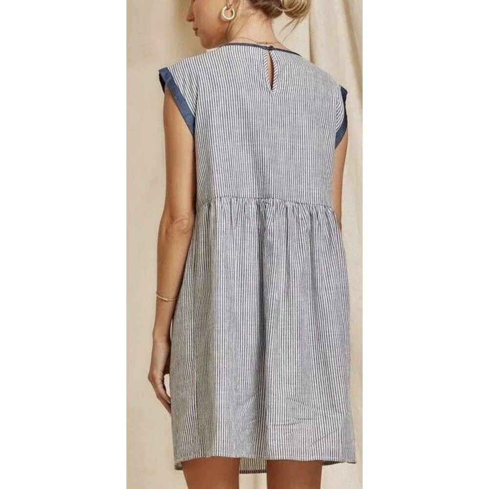 NWT's Andree by Unit Dress Boho Floral Embroidered Stripes Size MD Relaxed Fit - Picture 3 of 11